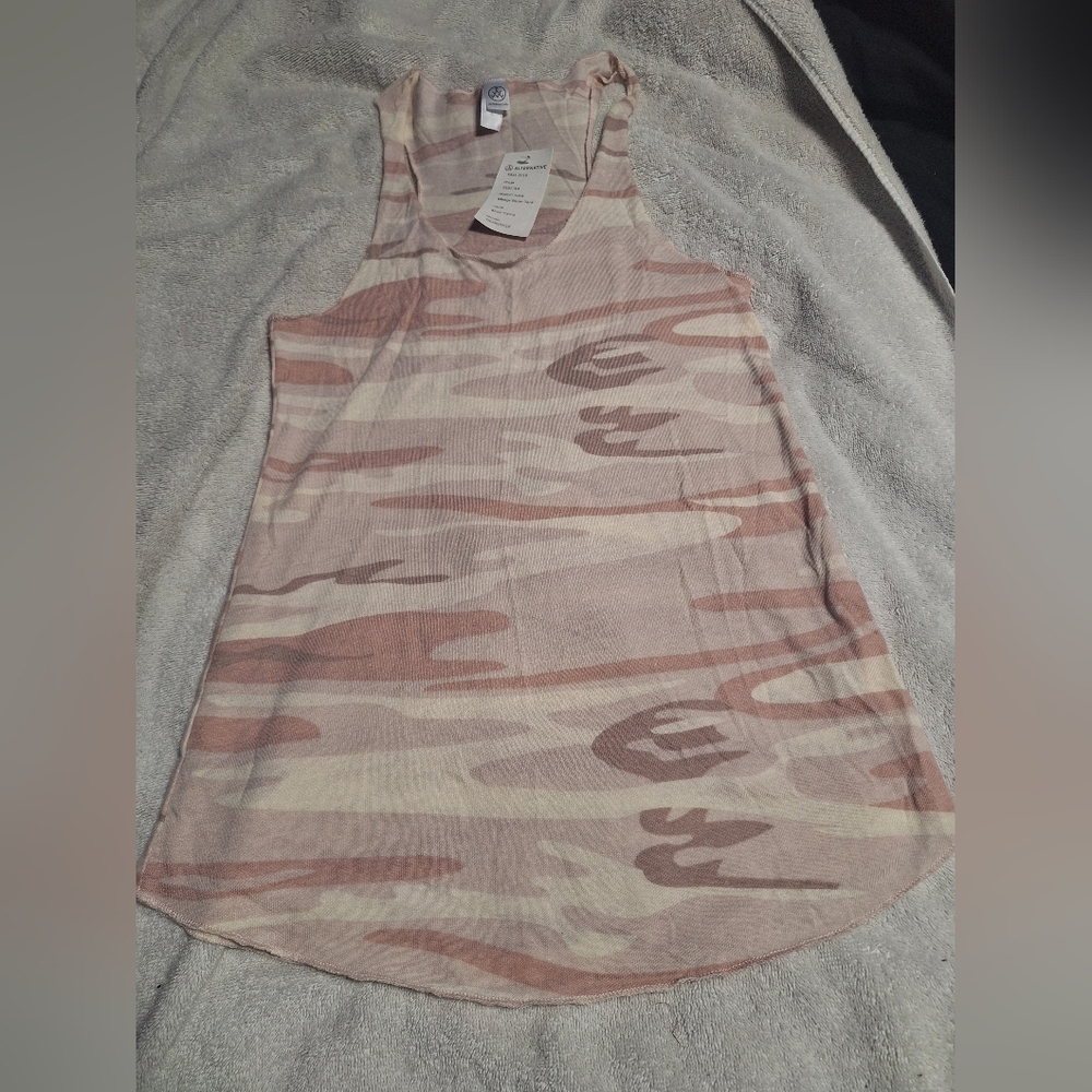 Alternative Apparel Camouflage Tank Top - Pink and Cream